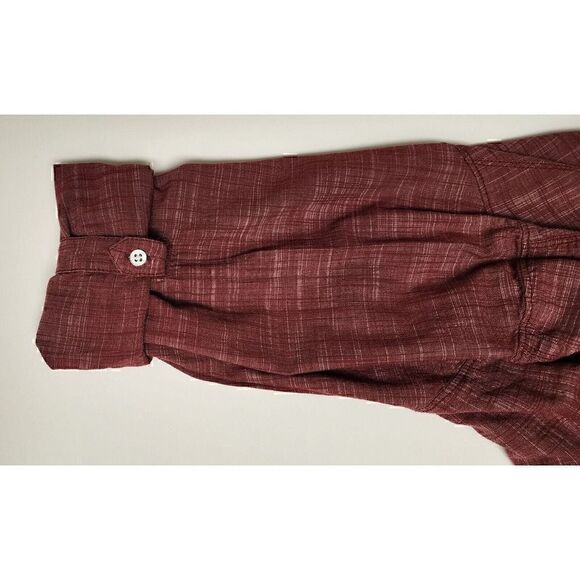 INC International Concepts Cotton Shirt Men's Medium Roll Tab Sleeves Red - Picture 7 of 8